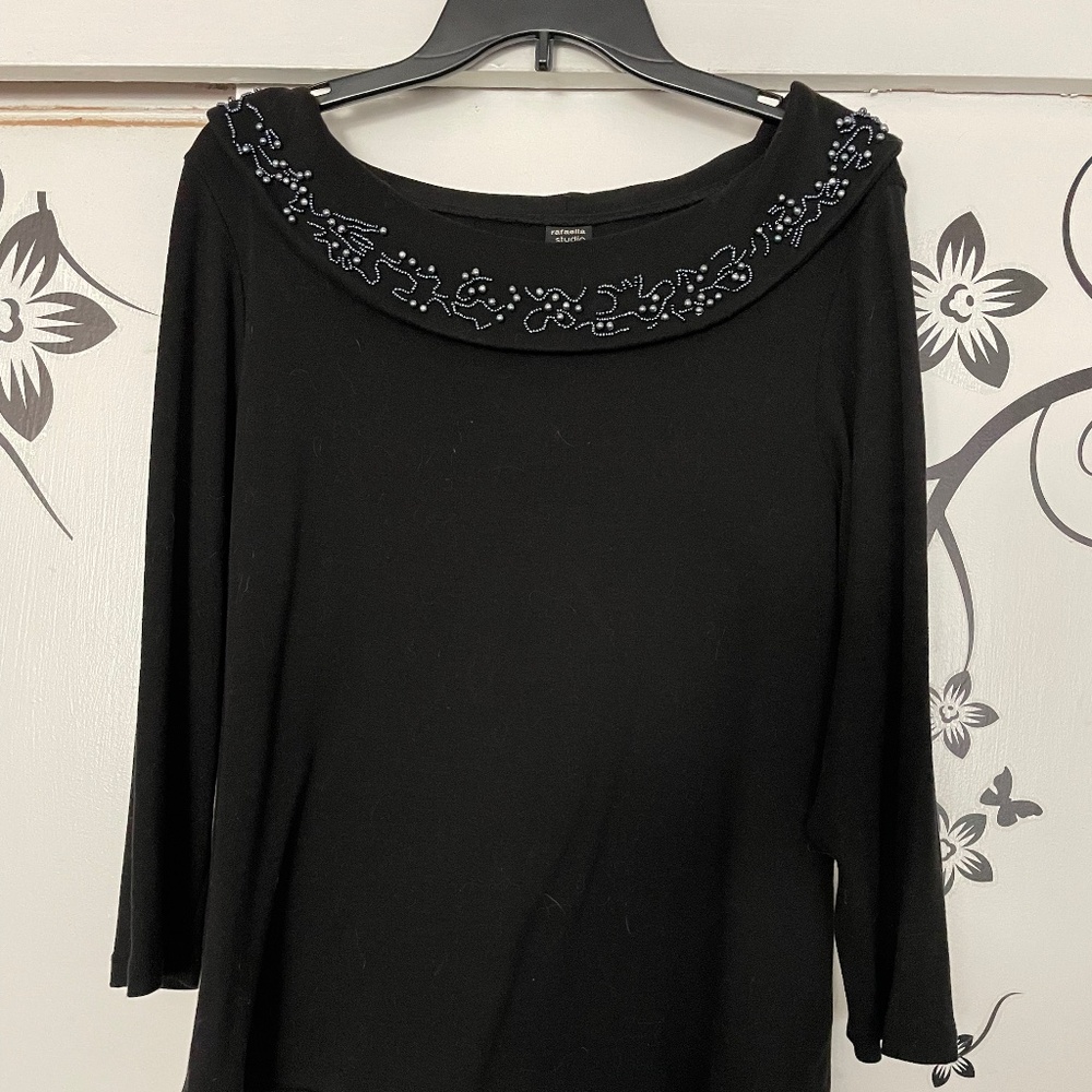 PRICE DROP! Black Knit Sweater with Beaded Collar